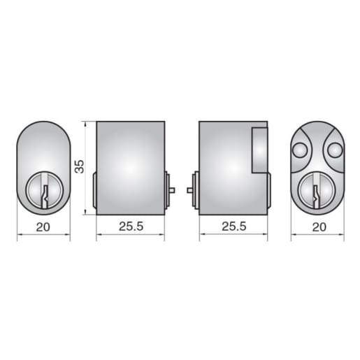 Assa Abloy R502 Ruko Scandinavian Oval Profile 5 Pin Double Cylinder Satin Chrome