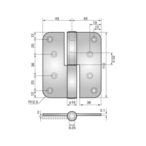 Assa Abloy 3248 Right Hand Hinge Countersunk 110mm Bright Zinc Plated