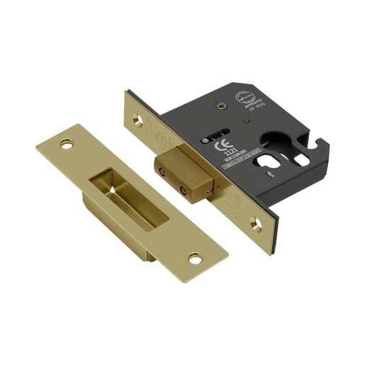 ASEC Vital Mortice Euro Deadcase 65mm Polished Brass