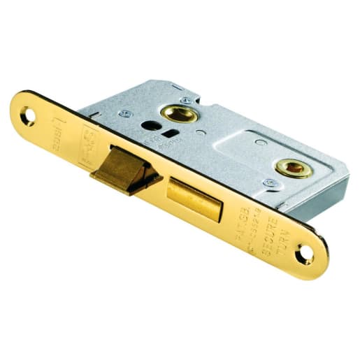 Eurospec Easi-T Radiused Contract Bathroom Lock 64mm Electro Brassed