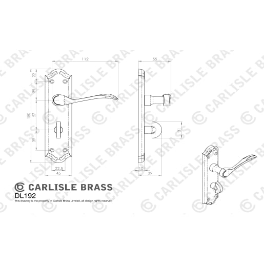 Carlisle Brass Madrid Lever on Bathroom Backplate Satin Chrome