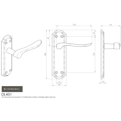 Carlisle Brass Lytham Lever Latch on Backplate Furniture Polished Brass