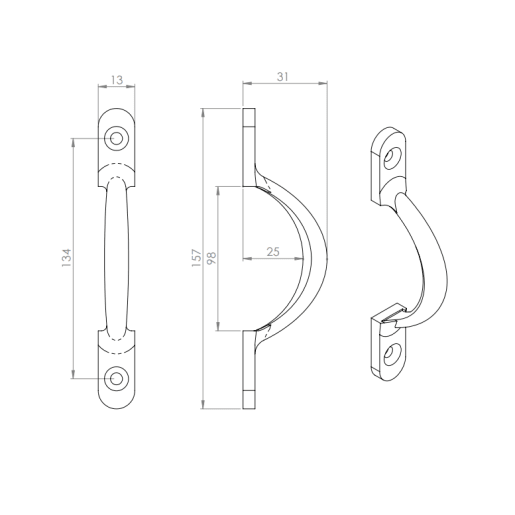 Carlisle Brass Sash Pull Handle 152mm Polished Brass