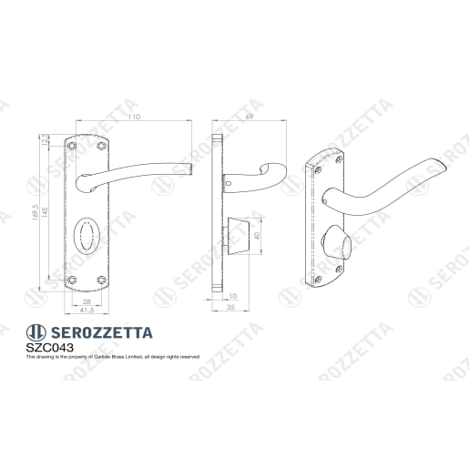 Serozzetta Cuatro Lever on Bathroom Backplate Satin Chrome