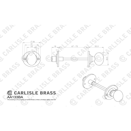 Carlisle Brass Oval Thumb Turn with Release 36mm Satin Chrome