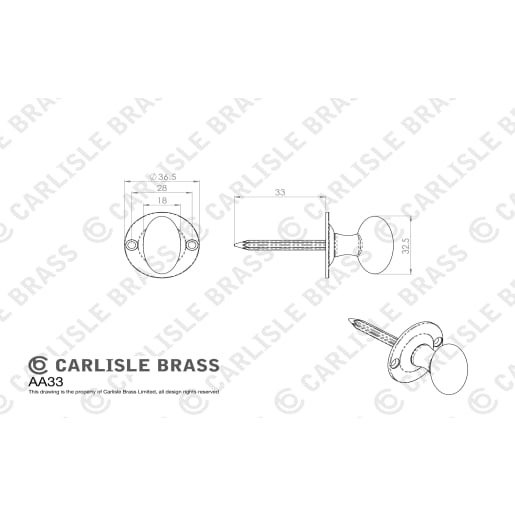 Carlisle Brass Oval Thumb Turn with Release 36mm Polished Brass