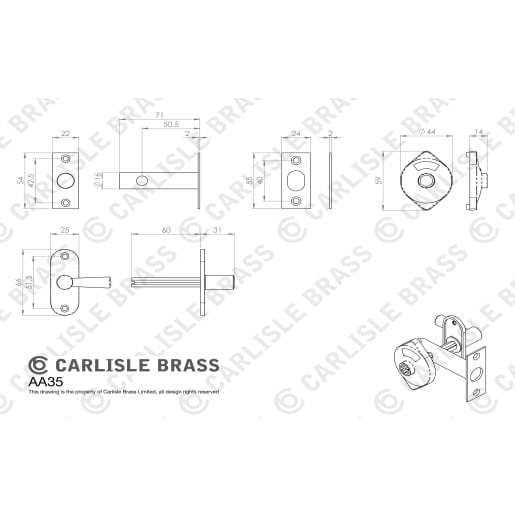 Carlisle Indicator Bolt with Emergency Release Polished Brass