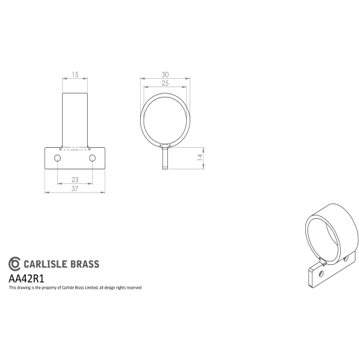 Carlisle Brass Ring Sash Lift (Vertical Fix) Polished Brass