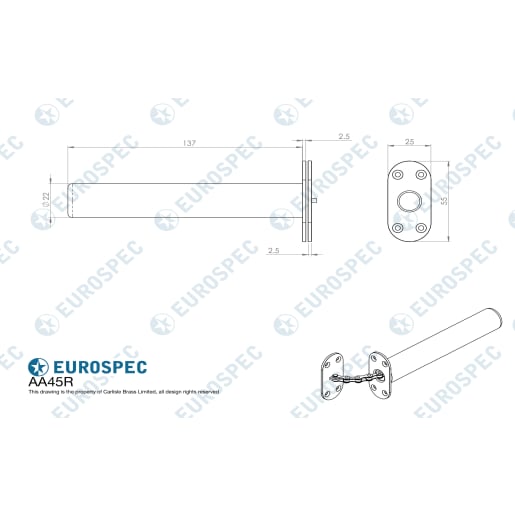Carlisle Brass Concealed Door Closer Radius Satin Chrome