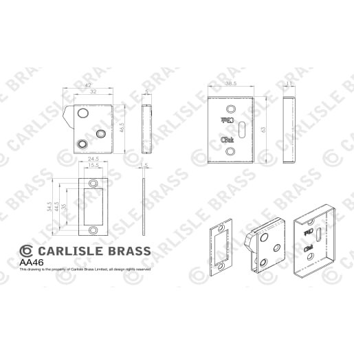 Carlisle Brass Easi-Keep Latch 63 x 39 x 10mm Polished Chrome