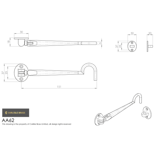 Carlisle Brass Silent Pattern Cabin Hook 150mm Polished Chrome