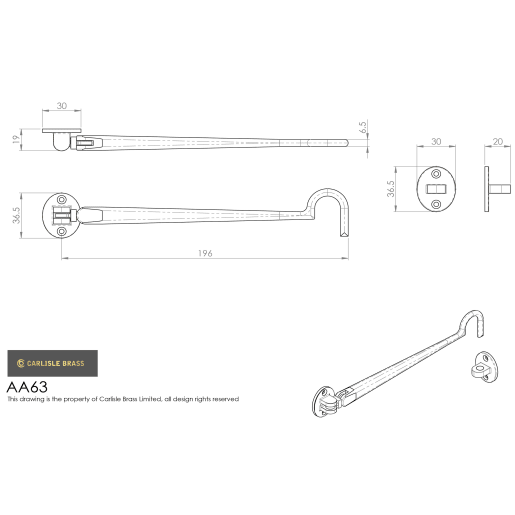 Carlisle Brass Silent Pattern Cabin Hook 196mm Polished Chrome