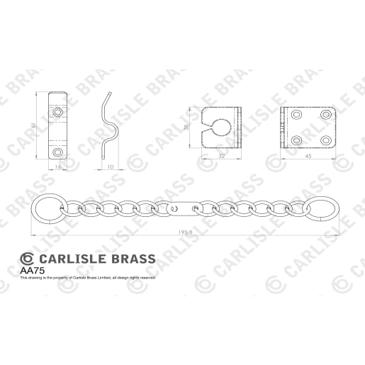 Carlisle Brass Heavy Door Chain 203mm Polished Chrome