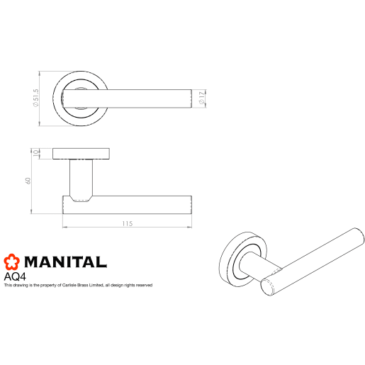 Manital Calla Lever on Round Rose Satin Chrome