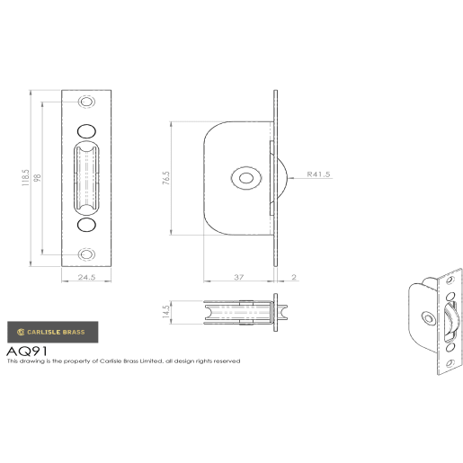 Carlisle Brass Sash Window Axle Pulley 77 x 36mm Galvanised