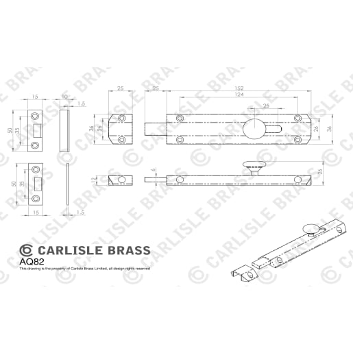 Carlisle Brass Door Surface Bolt 152 x 36mm Polished Brass