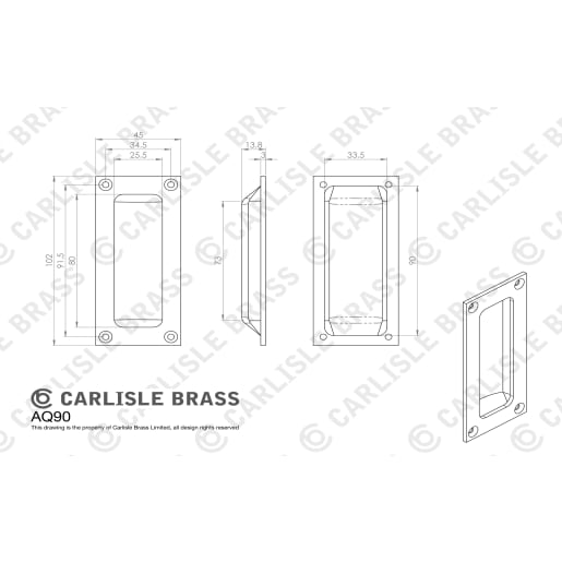 Carlisle Brass Flush Pull 102 x 45mm Polished Chrome