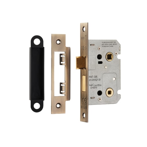 Eurospec Easi-T Residential Square Bathroom Lock 65mm Antique Brass