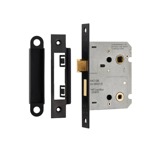 Eurospec Easi-T Residential Square Bathroom Lock 78mm Matt Black
