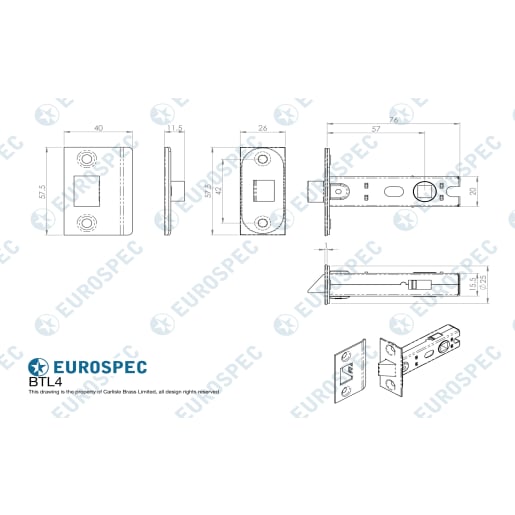 Eurospec Radius Tubular Latch Bolt Through 76mm Nickel Plated