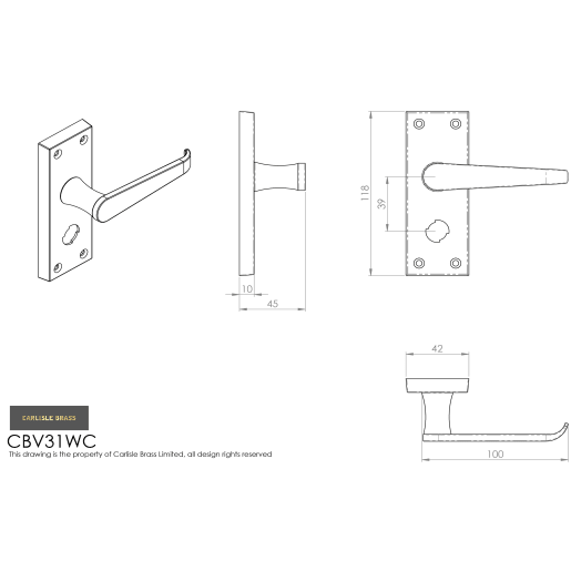 Carlisle Brass Victorian Lever Privacy Contract Polished Brass