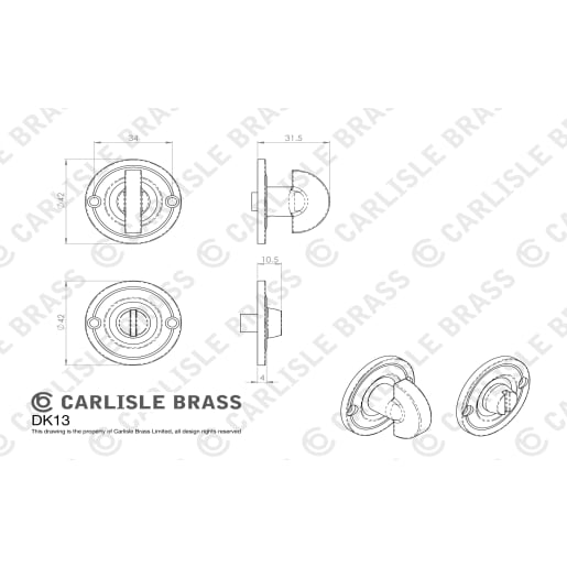 Carlisle Brass Delamain Face Fix Turn & Release Florentine Bronze