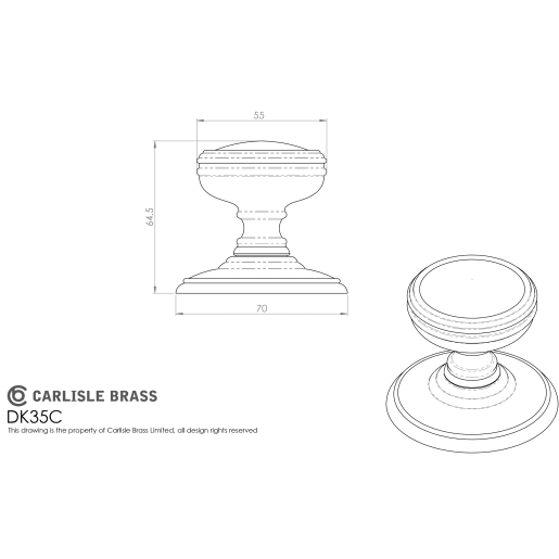 Carlisle Brass Delamain Concealed Fix Plain Door Knob Polished Brass