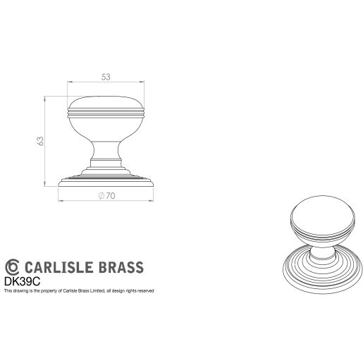 Carlisle Brass Delamain Ringed Concealed Fix Knob Polished Chrome