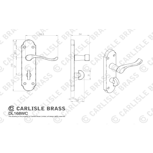 Carlisle Brass Oakley Lever on Bathroom Backplate Polished Brass