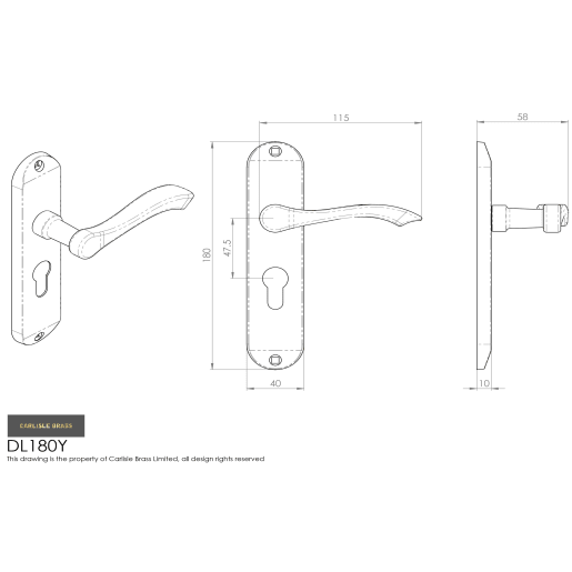 Carlisle Brass Andros Door Euro Profile Lock Lever Satin Chrome
