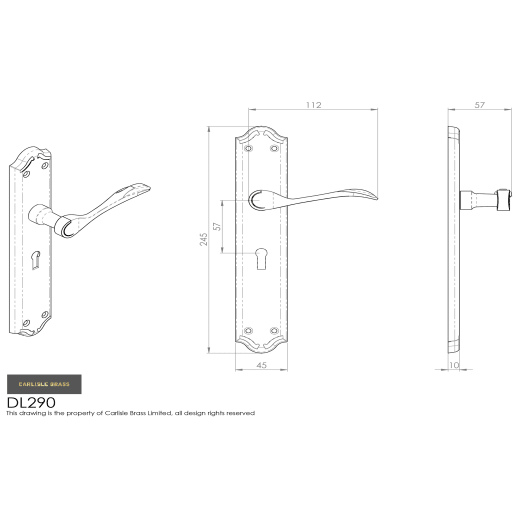 Carlisle Brass Madrid Lever Lock on Backplate Furniture Polished Chrome