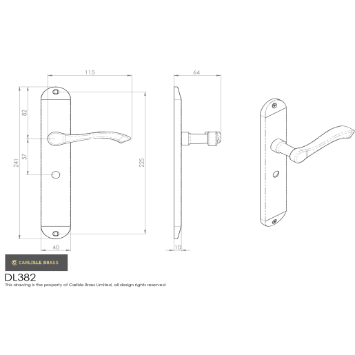 Carlisle Brass Andros Door Lever on Backplate Satin Chrome