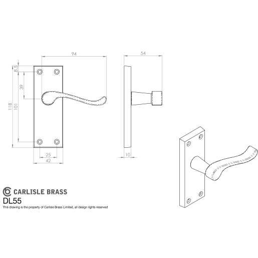 Carlisle Brass Victorian Scroll Lever Latch on Backplate Satin Chrome