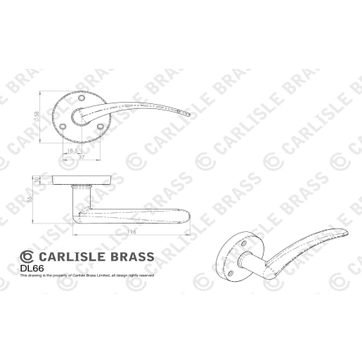 Carlisle Brass Wing Lever on Round Rose Satin Chrome