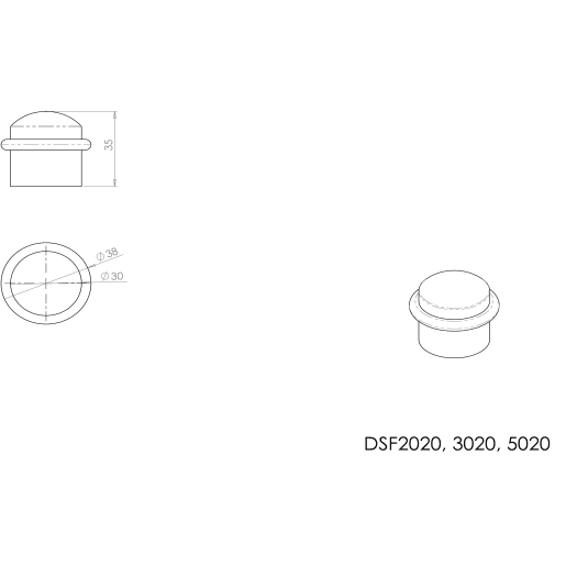 Carlisle Brass Floor Mounted Door Stop 35 x 38mm Polished Brass