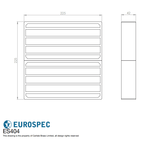 Carlisle Brass Intumescent Air Transfer Grille 225mm x 225mm Silver