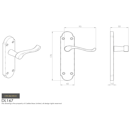 Carlisle Brass Oakley Lever on Latch Backplate Polished Chrome