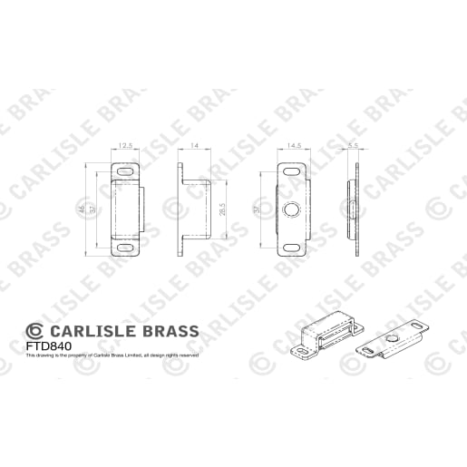 Carlisle Brass Superior Steel Magnetic Catch 6kg Pull Electro Brassed