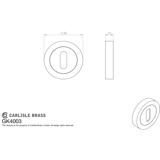 Carlisle Brass Standard Profile Escutcheon 52 x 8mm Matt Black
