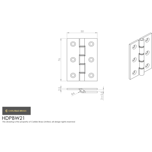 Carlisle Brass Double Phosphor Bronze Washered Butt Hinge