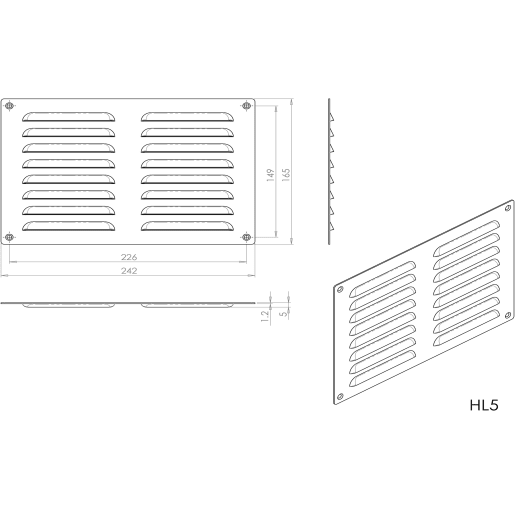 Carlisle Brass Ventilator Hooded Louvre Pattern 242 x 165mm Pol Brass