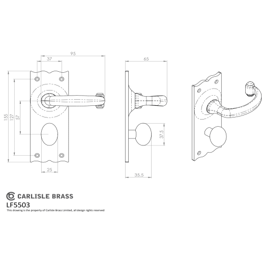 Carlisle Brass Ludlow Trad Lever on Bathroom Backplate Black Antique