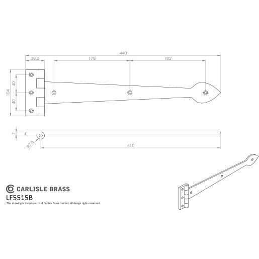 Ludlow Tee Hinge 461mm Black Antique