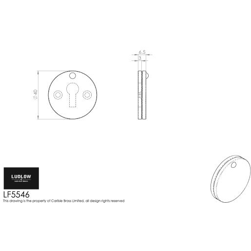 Carlisle Brass Ludlow Escutcheon Cover Standard Profile Black Antique