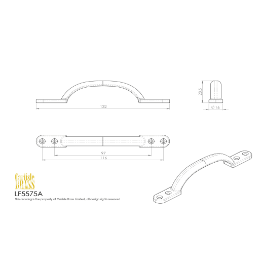 Carlisle Brass Hotbed Pull Handle 133mm Black Antique