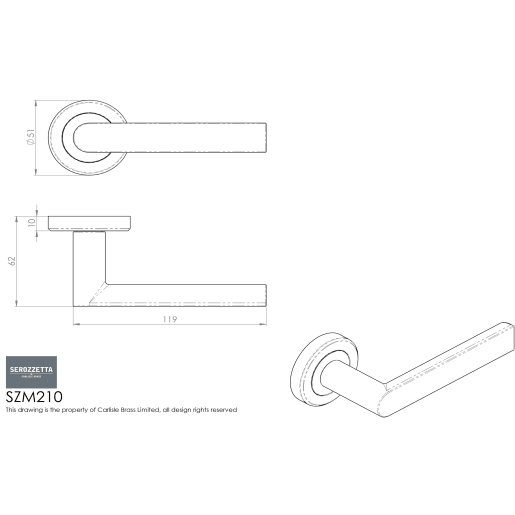 Carlisle Brass Serozzetta Edge Door Handles 51 x 10mm Polished Chrome