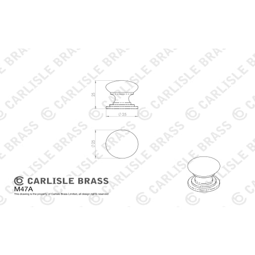 Carlisle Brass Victorian Cupboard Knob 25mm Satin Chrome