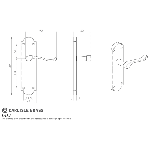 Carlisle Brass Victorian Shaped Scroll Lever Latch Satin Chrome