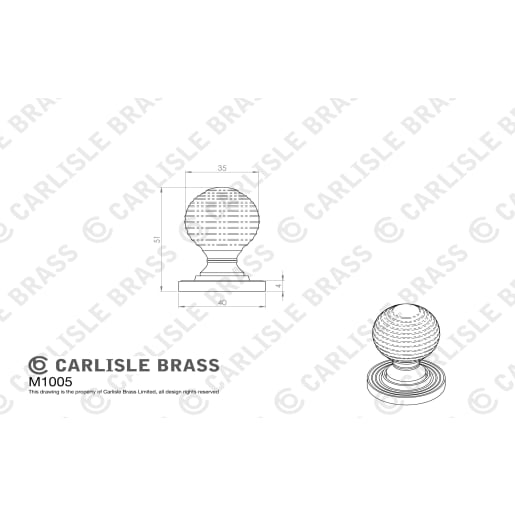 Carlisle Brass Queen Anne Cupboard Knob 35mm Polished Brass