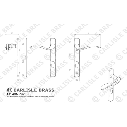 Carlisle Brass Scroll Lever Euro Handle Left Hand Polished Brass